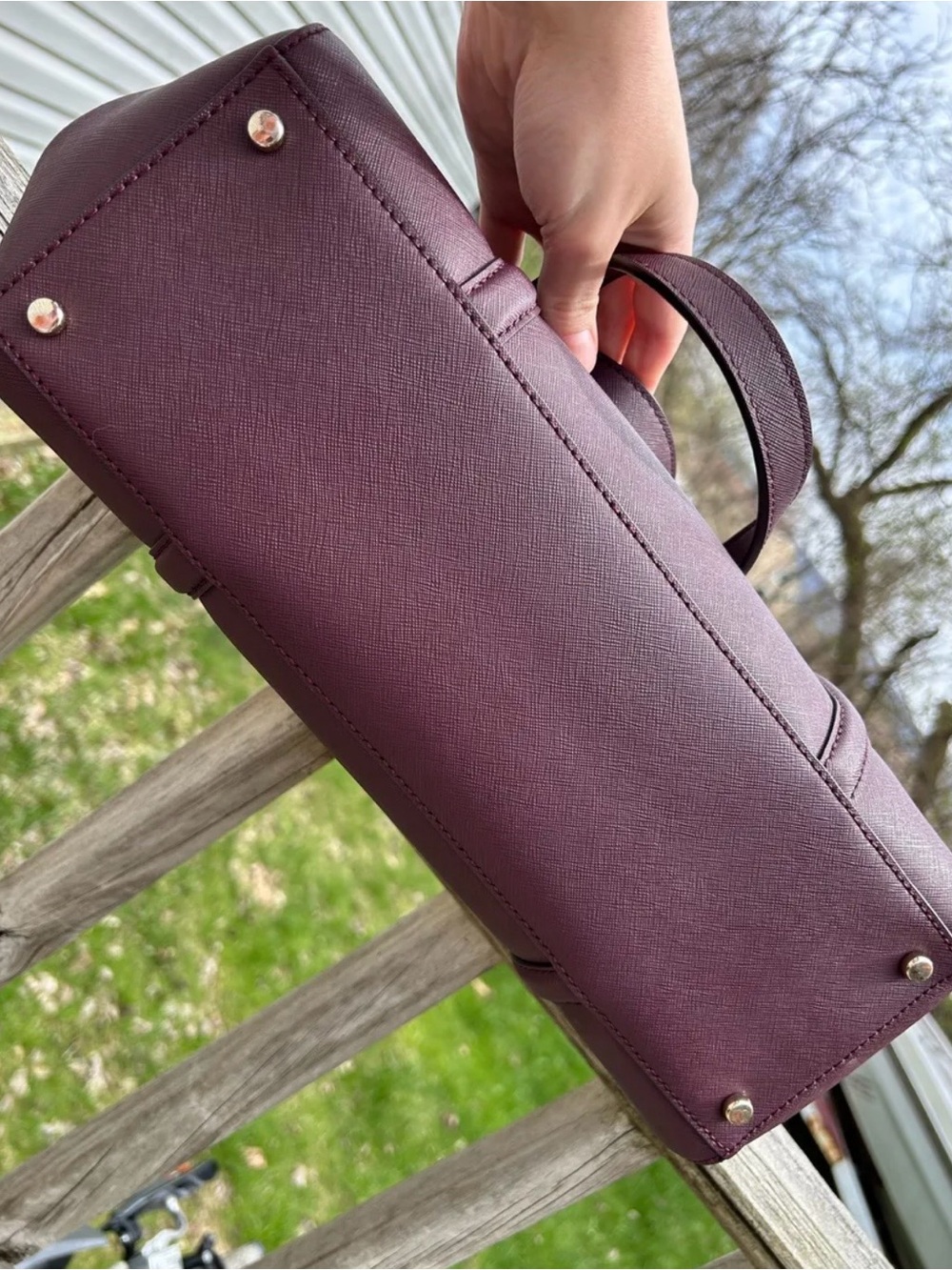 Kate Spade Plum Saffiano Leather Satchel with Gold Hardware - Picture 11 of 11